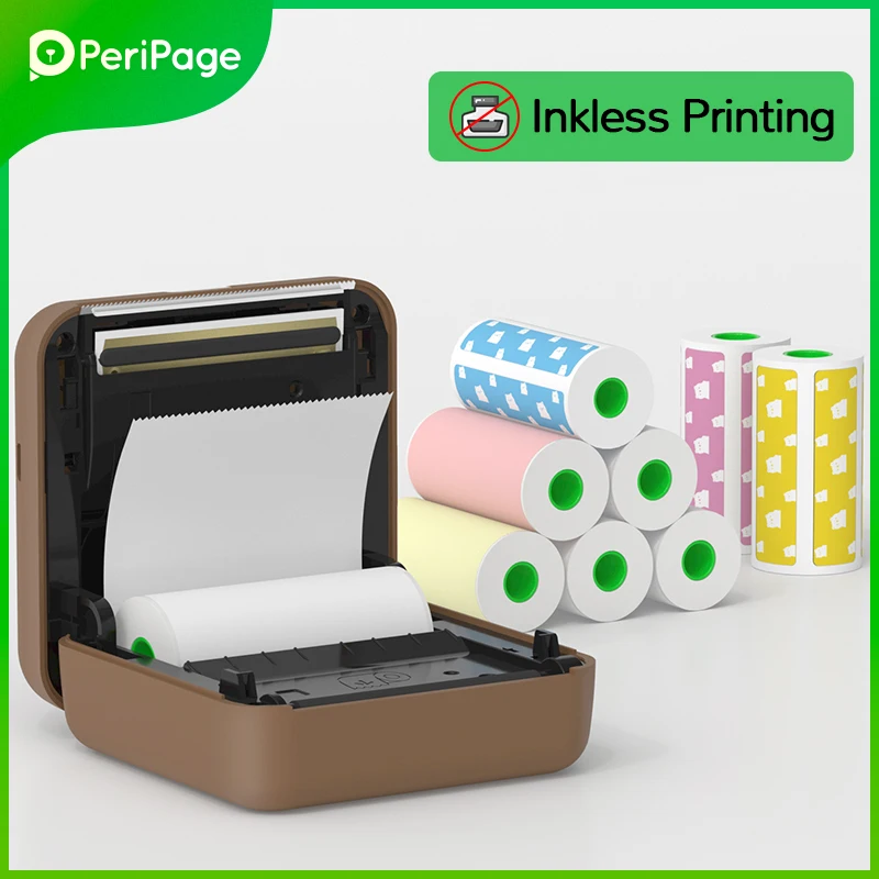

PeriPage Cute Bear Portable Thermal Wireless Printer 304dpi Brown Thermal Picture Photo Receipt Label Bluetooth Mini Printers A6