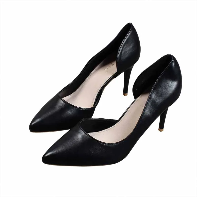 

Black Heel Shoe All-Match Pointed Pumps Slip On Sexy Sandals Shallow Mouth Clogs for Women Lace-Up Fine Slimming Toe Slip-On Bei