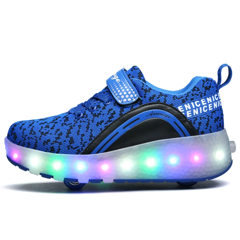 Светящиеся кроссовки с двумя колесами; Heelies; Светодиодный светильник; обувь для катания на роликах для детей; детская обувь с подсветкой; обувь для мальчиков и девочек; светильник унисекс