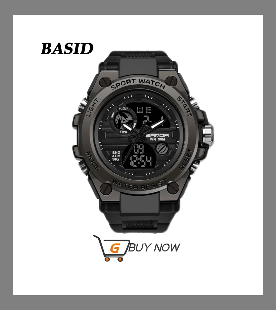BASID One Piece Men's Sports Watch Waterproof Top Brand Luxury Wristwatches Gifts G Style Digital Clocks Shock Gentleman Fashion