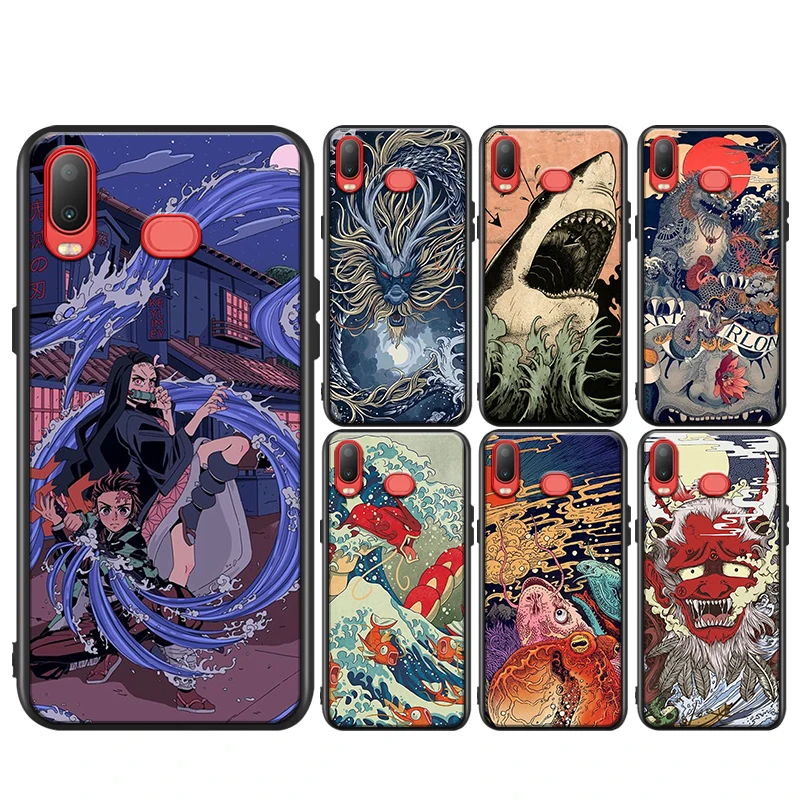 

Japanese wave Anime Dragon for Samsung Galaxy A9 A8 Star A750 A7 A6 A5 A3 Plus 2018 2017 2016 Black Phone Case Soft Cover