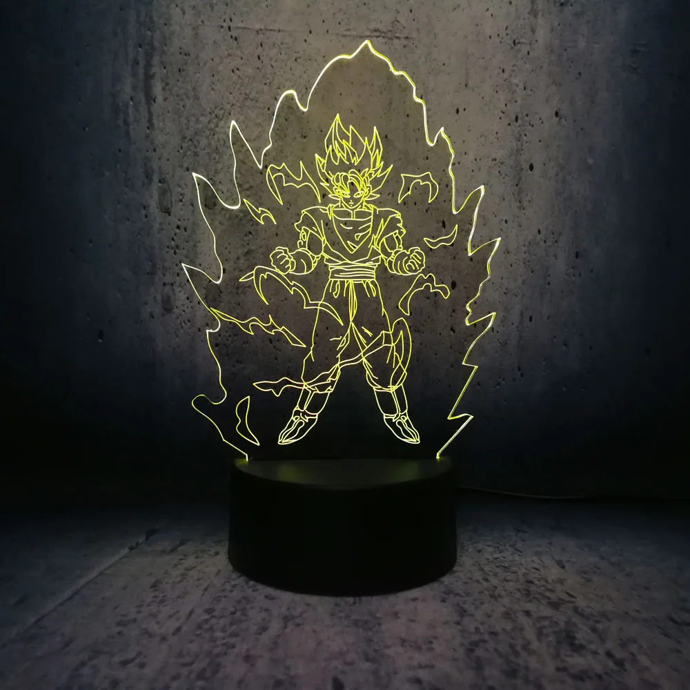 Kakarotto Super Son Goku Dragon Ball 3D настольная лампа Luminaria светодиодный ночник креативный