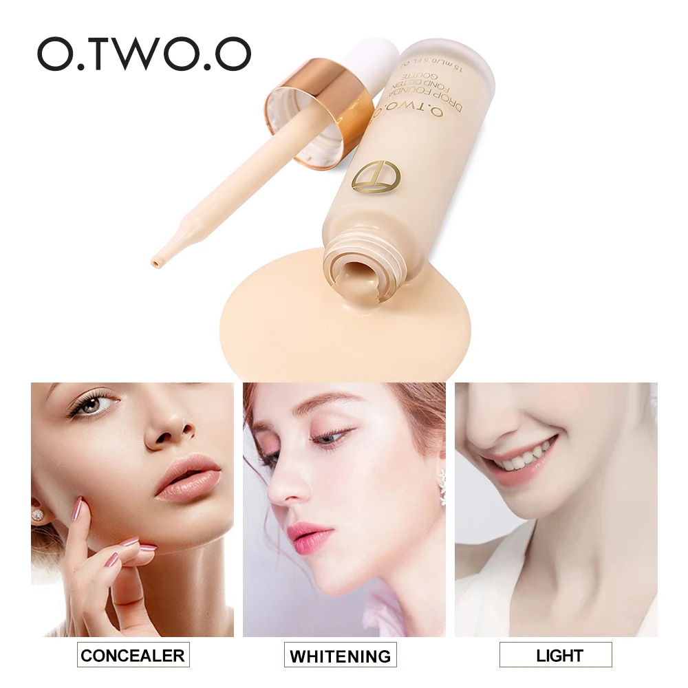O.TWO.O Foundation 15ml Matte Long Lasting Full Concealer Foundation Makeup Liquid Cream Natural Base Make Up