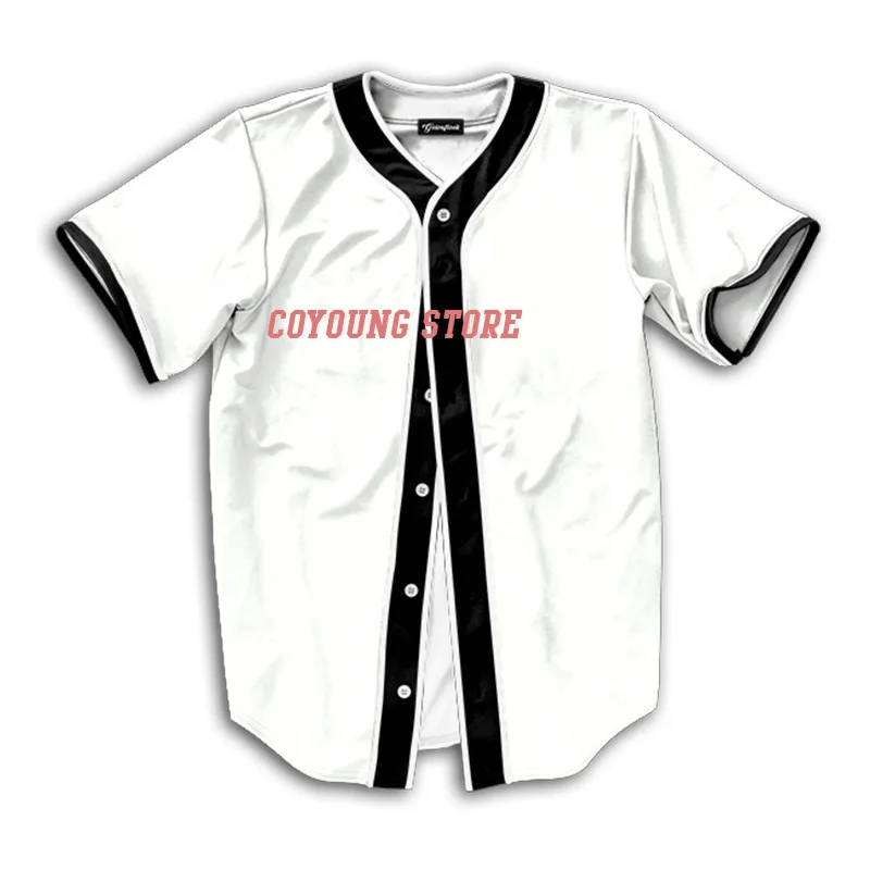 

2021 New Cardigan Baseball Uniform Custom DIY Sports Button Coat 3D Printing Short-sleeved T-shirt