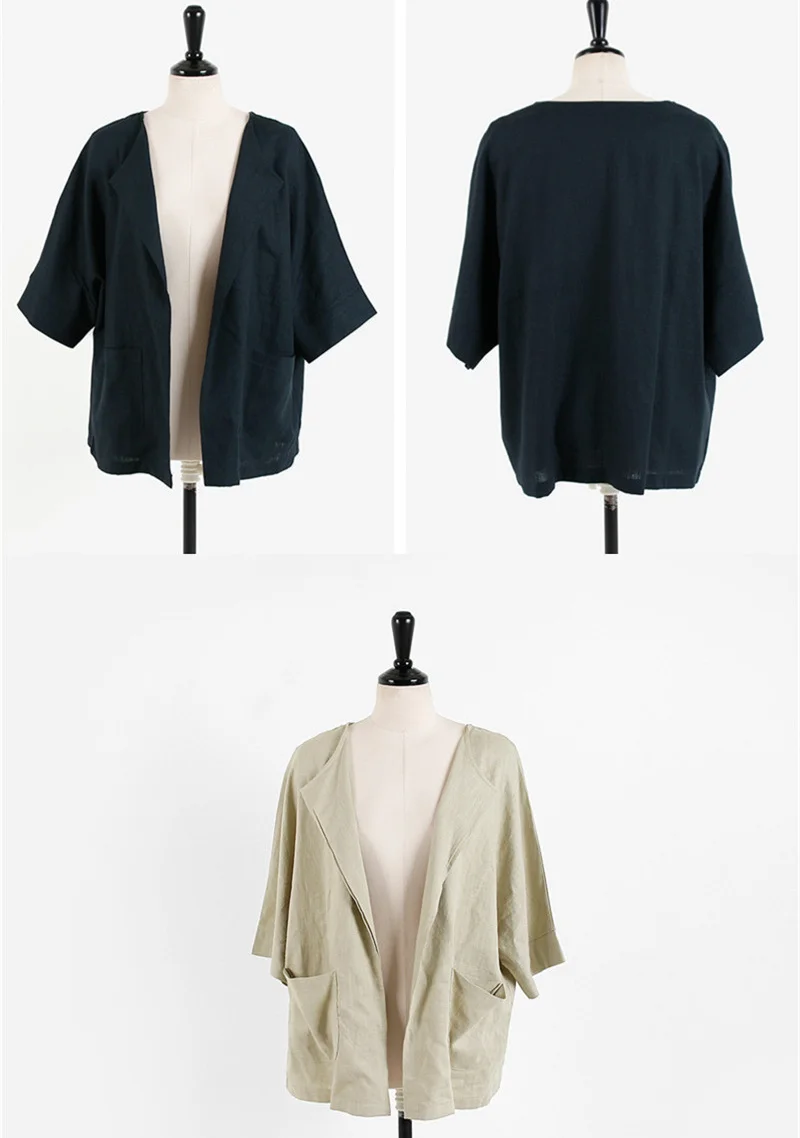 

REALEFT Autumn Cotton Linen Cargo Cardigan Jackets 2020 New Fashion Long Sleeve Casual Coats Korean Style Loose Jacket Female