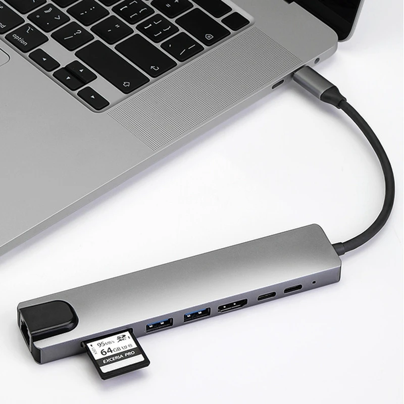 Адаптер памяти 8 в 1 с кардридером 4K HDMI USB 3 0 Tf Pd | Электроника