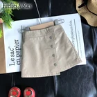 Демисезонная юбка из искусственной кожи для девочек, детская мини-юбка, модная бежевая юбка из искусственной кожи с необычными пуговицами для детей от 2 до 7 лет