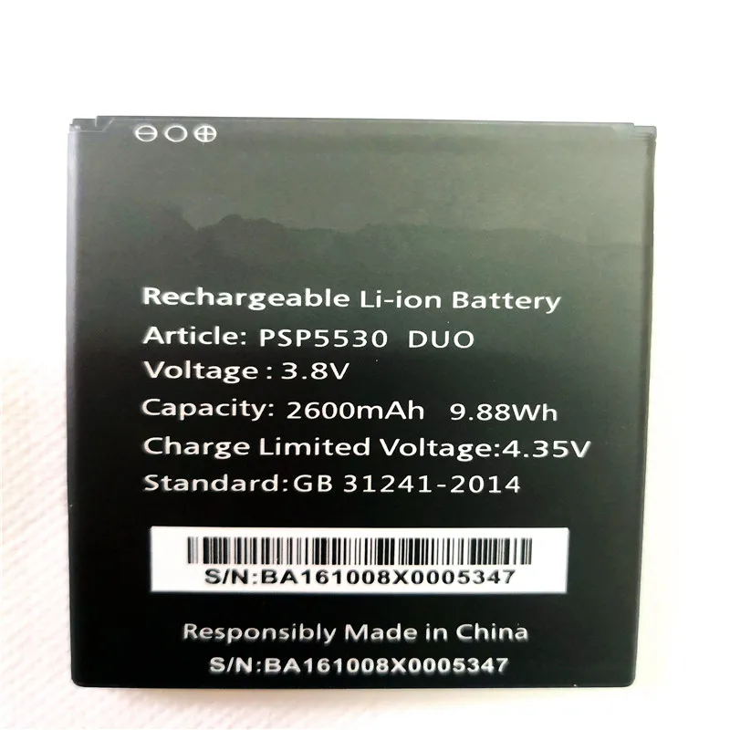 Сменный аккумулятор для Prestigio Muze Z5 PSP5530, 3,8 в, 2600 мАч, Оригинальные аккумуляторы для телефона