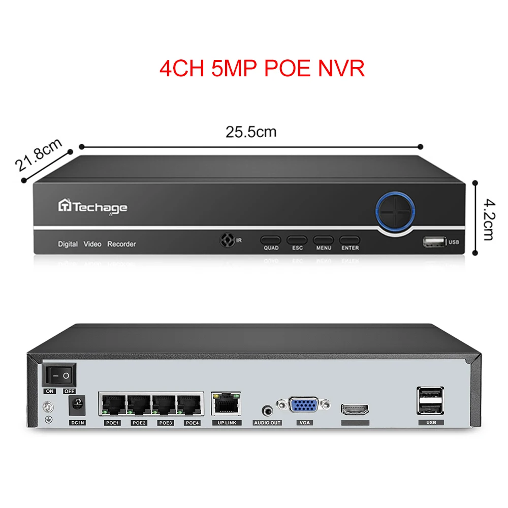 Techage H.265 4K 8CH PoE NVR 2MP 3MP 5MP сетевой жесткий диск Видеорегистратор Домашняя