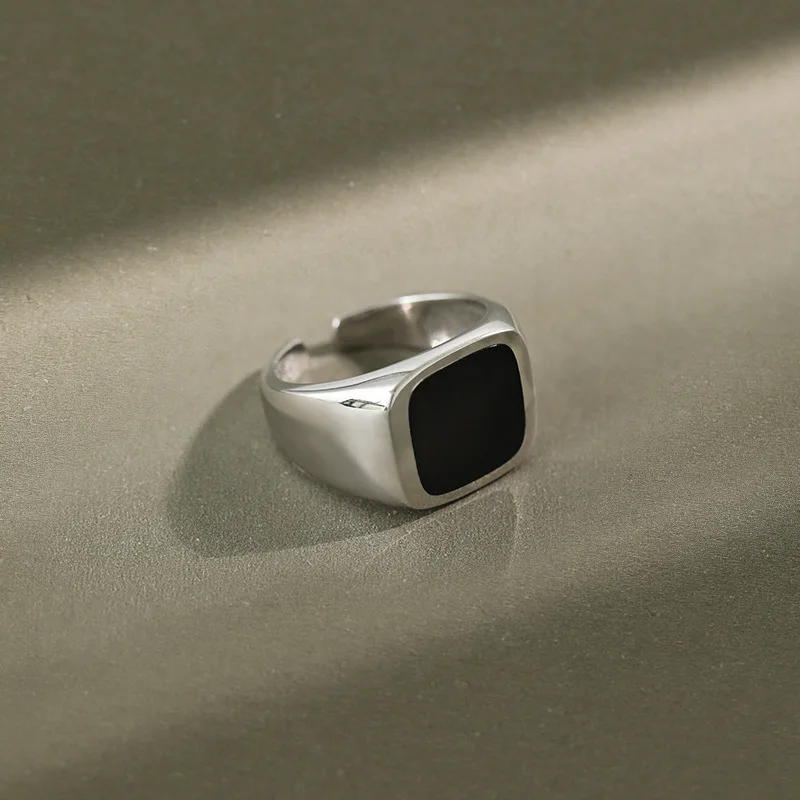 Женские открытые кольца из стерлингового серебра 925 пробы с черной глазурью в