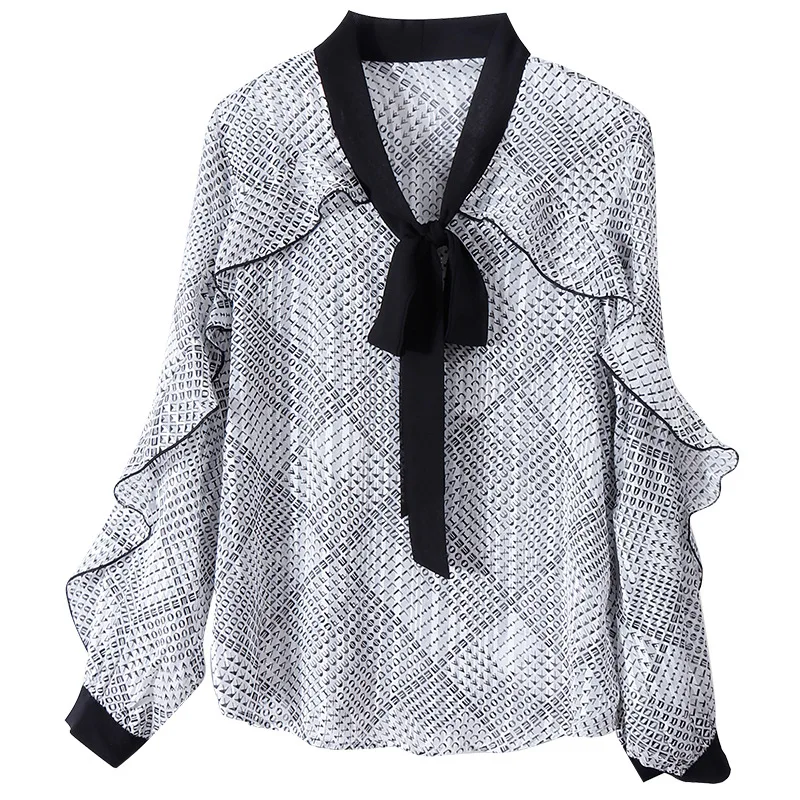 Летние женские RuffleTop Blusas De Mujer Обувь с принтом бабочки Шифоновая блузка Для женщин