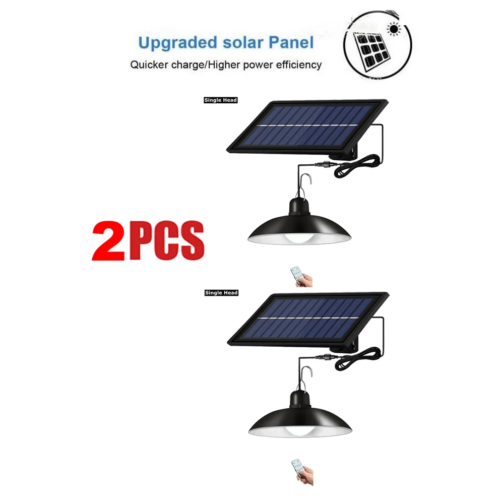

2pcs remote 30 led 2 head Retro Lampshade Waterproof Solar Pendant Light Outdoor Chandelier Solar Lamp White Light for Courtyard