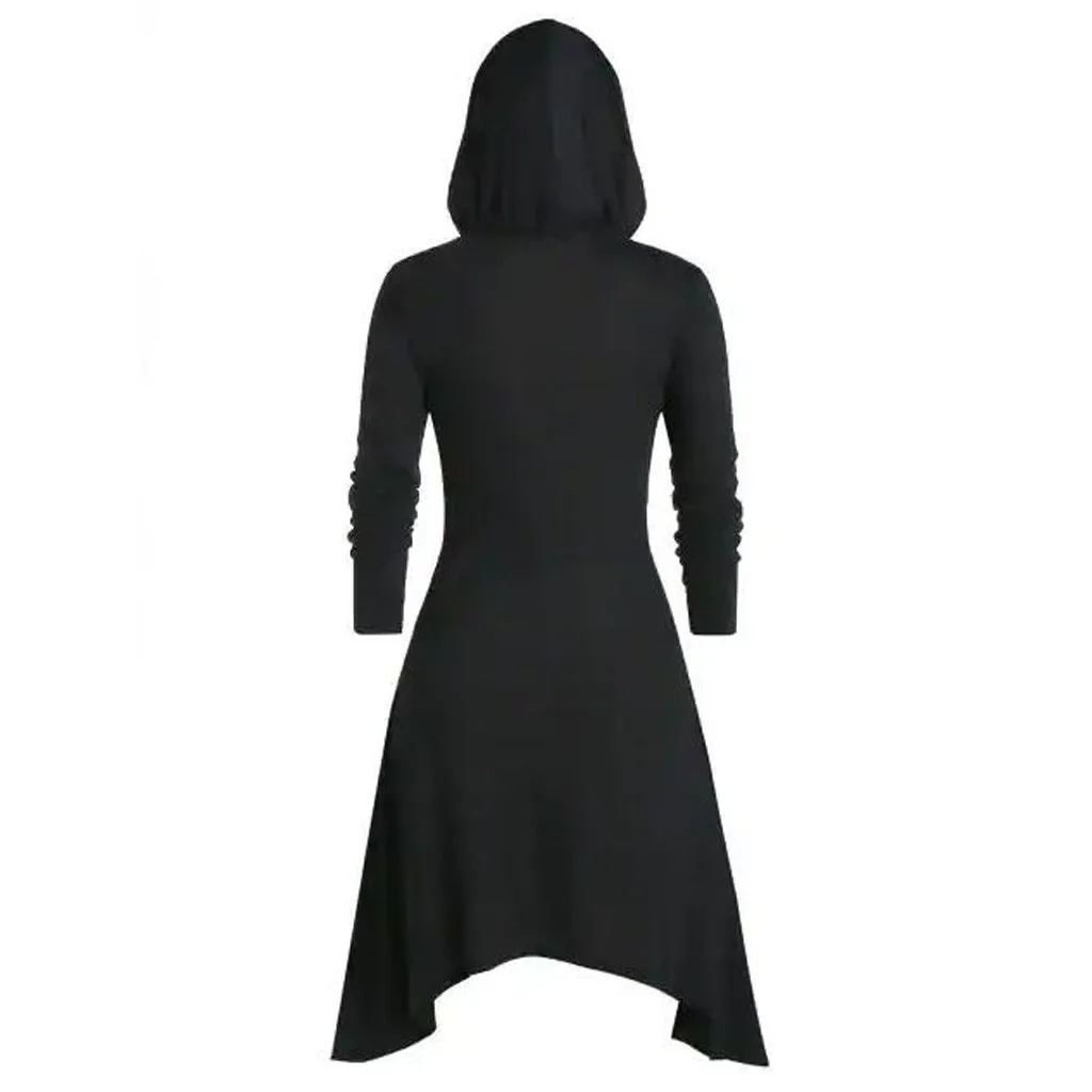 JAYCOSIN осень Хэллоуин с капюшоном платья для женщин сплошной цвет на шнуровке