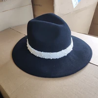 classical pearl wool hat crushable wide brim black fedora women winter hat panama jazz hat derby wedding church hats
