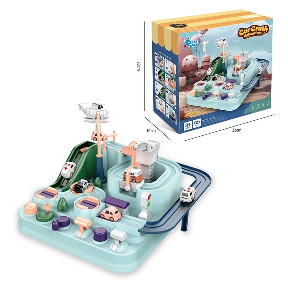 

23cm Racing Rail Car Model Racing Educational Toys Children Track Car Adventure Game Brain Game Mechanical Interactive Train Toy