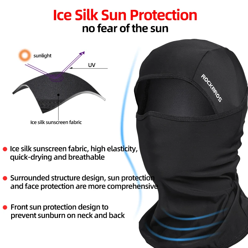 

ROCKBROS Cycling Bike Bicycle Ice Fabric Cap Anti-UV Sunshade Riding Headgear Bicycle Bike Bandana Face Mask Sports Sweat Cap