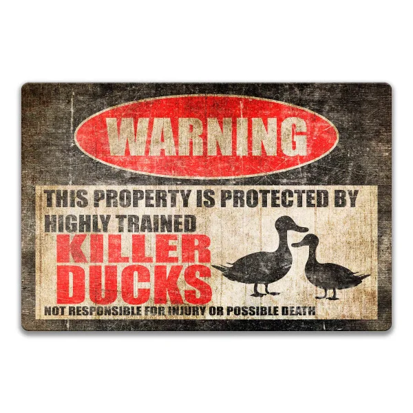 

Funny Duck Sign Warning Danger Metal Tin Sign Vintage Tin Metal Sign Bar Club Cafe Garage Wall Decor Farm Decor Art