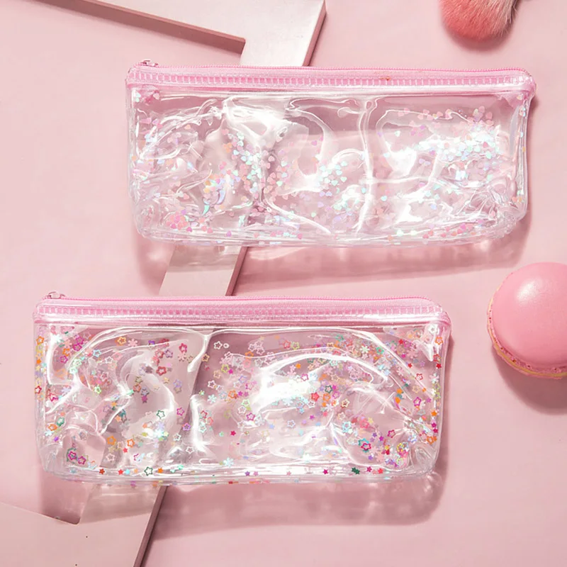 

Bag Female Novelty Crystal Transparent Pencil Case PVC Water-proof Stationery Storage Organizer Cosmetics Bag Sac Bolsa Feminina