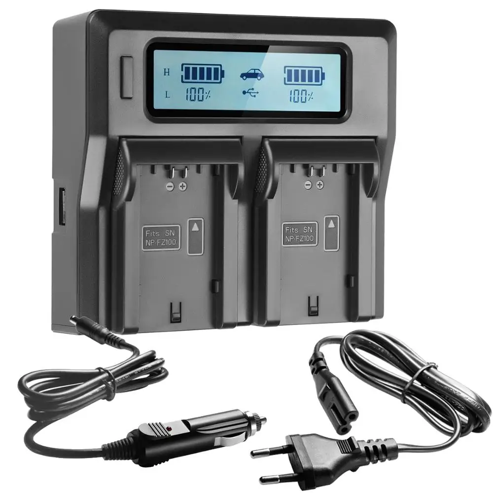 NP-FZ100 NPFZ100 быстрое двойное зарядное устройство + Автомобильное для камеры Sony Alpha 9R