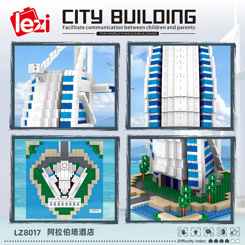 Lezi 8017 мировая архитектура Burj Al арабский отель 3D модель сделай сам мини-алмазные