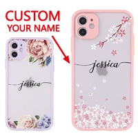 custom personalization name floral letter initial phone case for iphone 12 11 pro max xs max 7 8 8plus x xr shockproof back cove