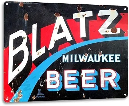 

Blatz Beer Logo Weathered Retro Vintage Look Wall Decor Bar Man Cave Metal Tin Sign 8x12in