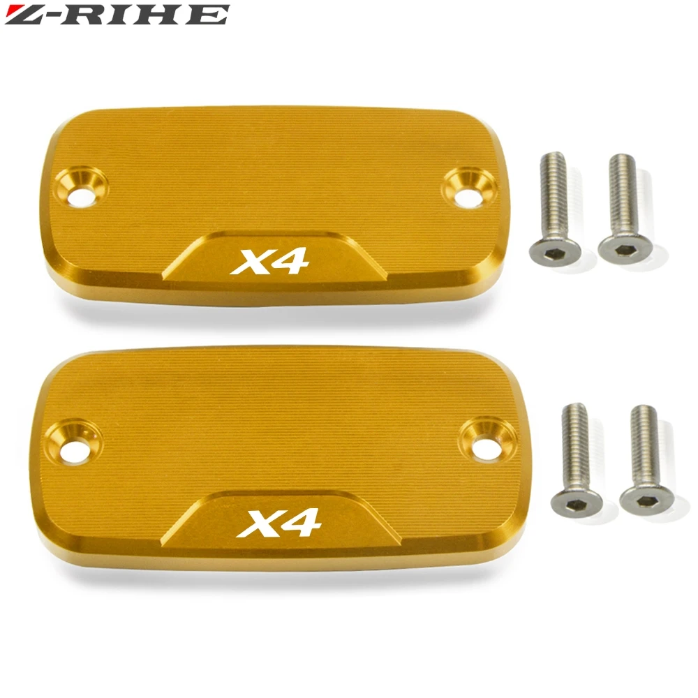 Gold 2piece ZRIHE аксессуары для мотоциклов CNC алюминиевый тормозной резервуар фланец крышка насоса Крышка Резервуара жидкости крышка для Honda X4 1998-2004 2003 - Цвет: Gold 2piece