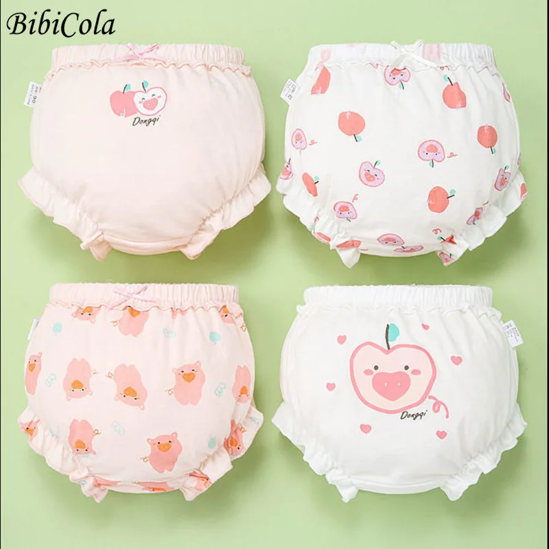 

4 Piece/Lot Kids 100%Cotton Panties Girl Baby Infant Newborn Fashion Solid Cute Bow Striped Dots Underpants For Children Gift
