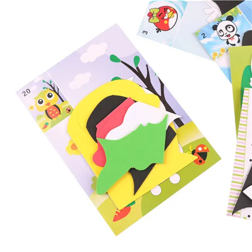 

5 Sets DIY Cute Paste Stickers Foam Educational Gift Toys Colorful 3D Cartoon Animal Puzzle Handmade For Children 17*13CM