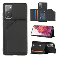 pu leather phone case for samsung galaxy s20 fe s21 plus note 20 ultra a72 a52 tpu frame cover wallet flip card slots stand case