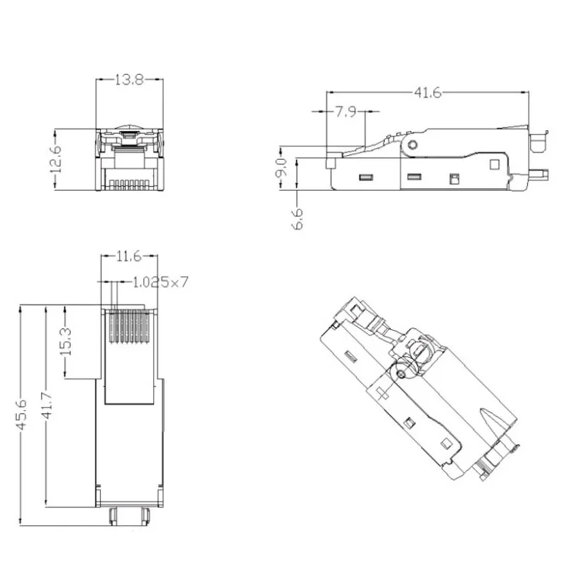Кабель не содержит инструмент экранированный RJ45 Cat 7 / Cat6A выходной разъем Cat7