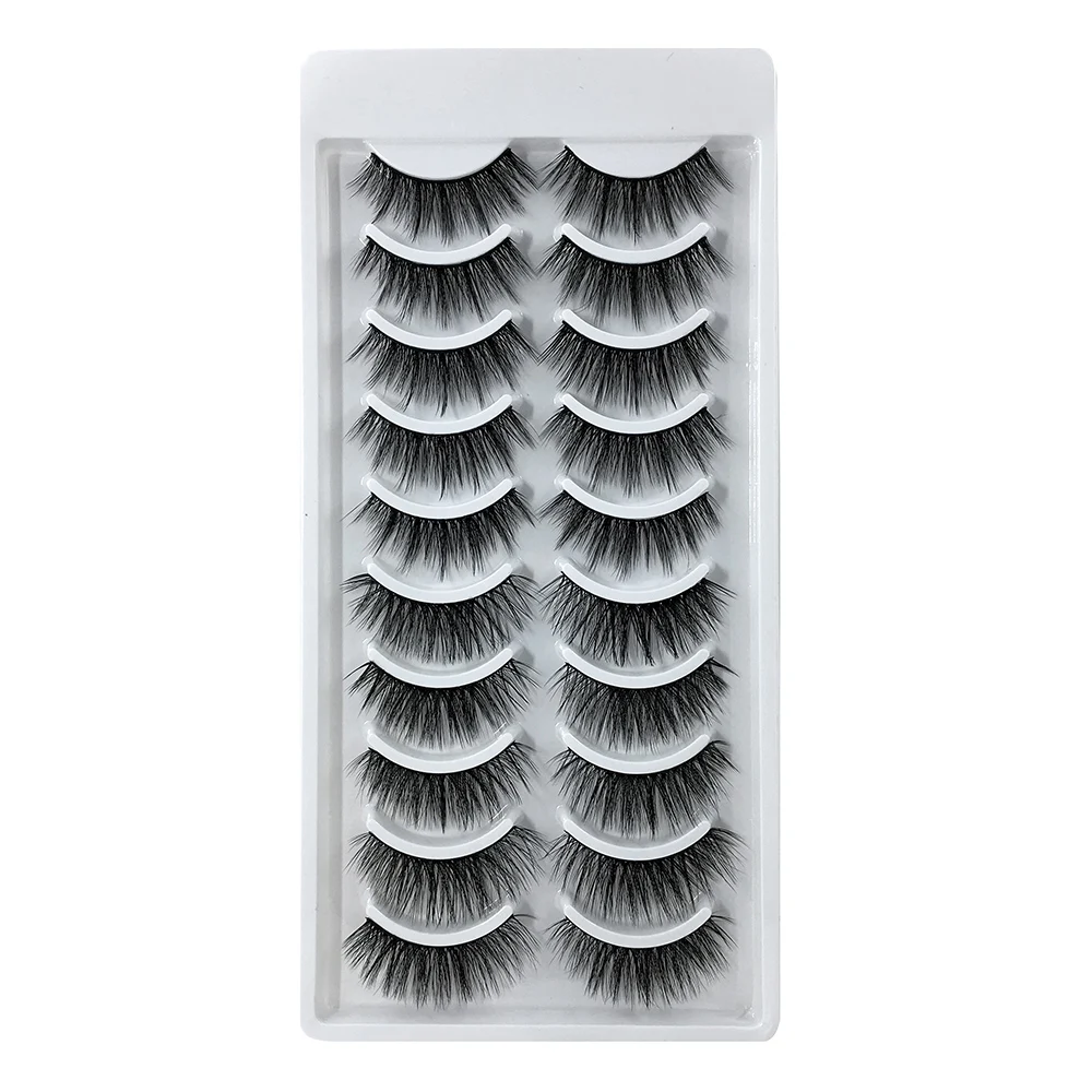 SD09 LADYLUNA 1/10Pair Handmade Mixed Wispy Fluffy Natural Thick Long 5D Mink Real Hair False Eyelashes Extension Beauty Makeup Kit - Цвет: SD09