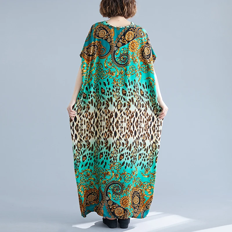 Женское Хлопковое платье макси с рукавом летучая мышь|Женские платья| |