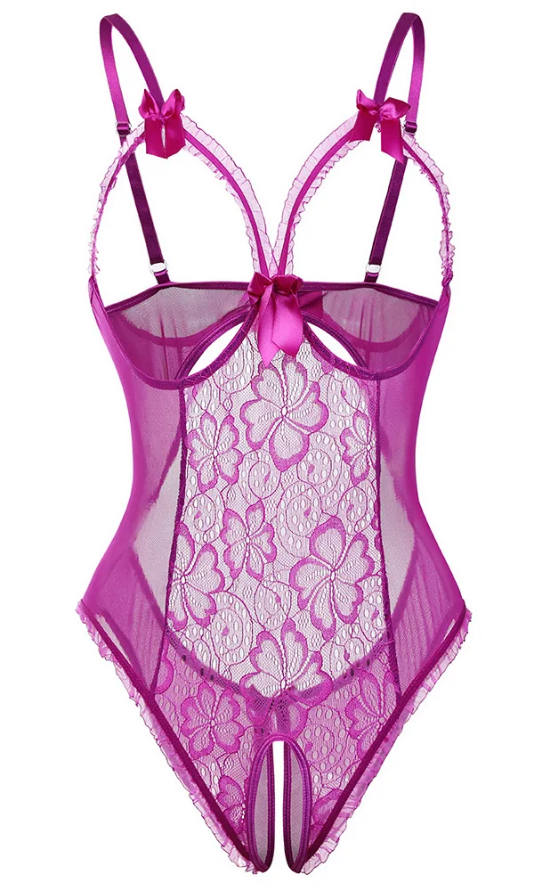 

Womens Plus Size Lingerie Sexy Open Cup Crotchless One-Piece Teddy S-3XL