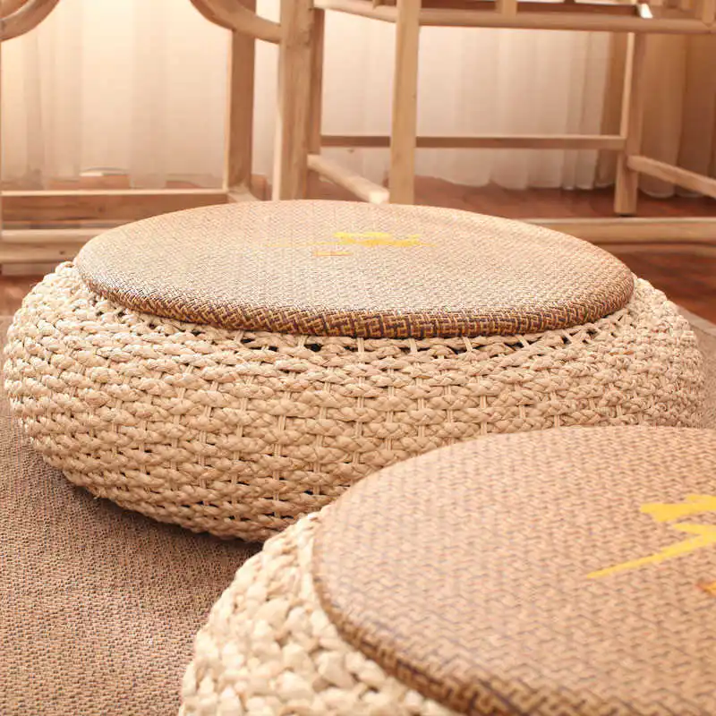 Плетением и алюминиевым Подушка футон с утолщенным круглым сидя причал японской