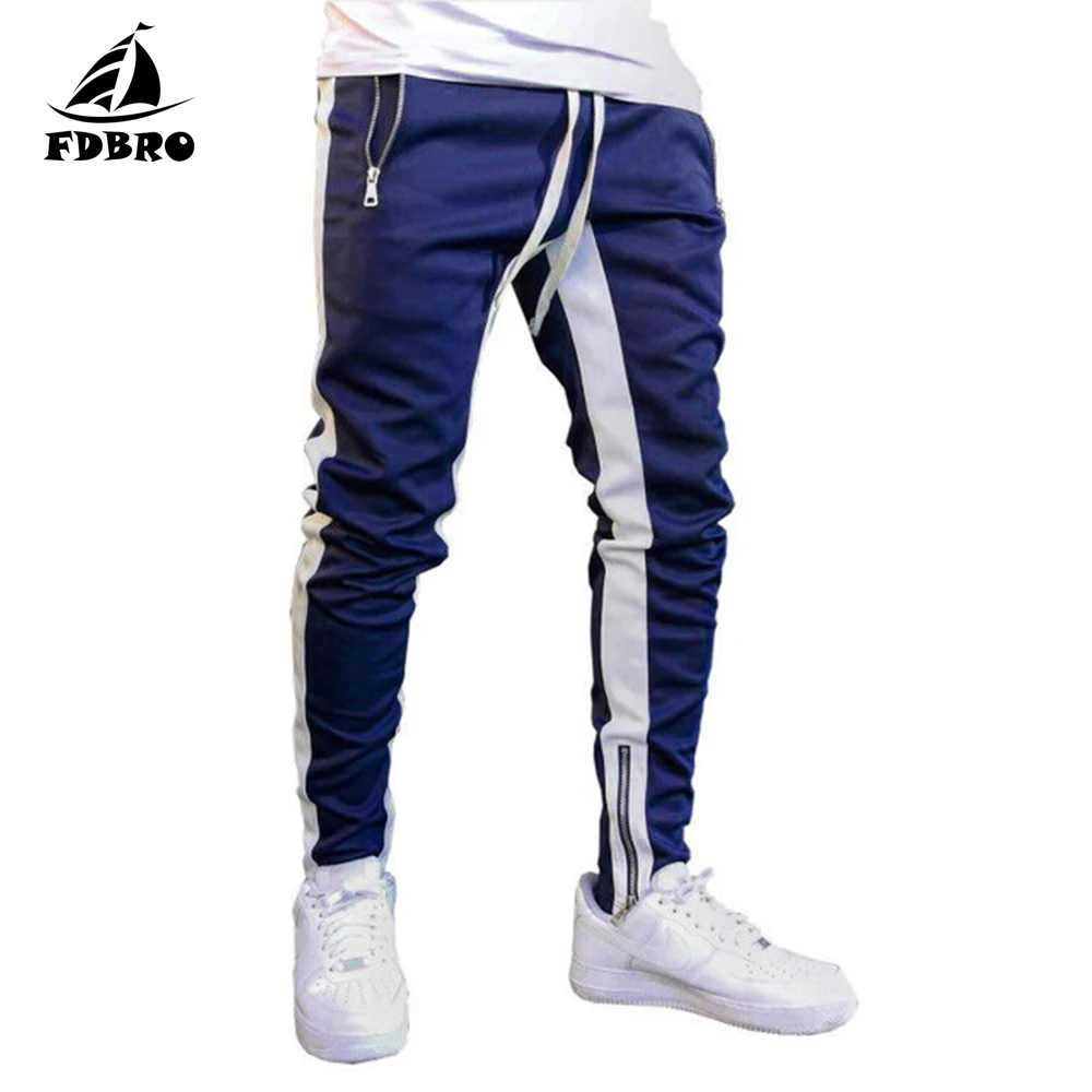 Мужские спортивные штаны в полоску FDBRO хлопковые для бега фитнеса бодибилдинга
