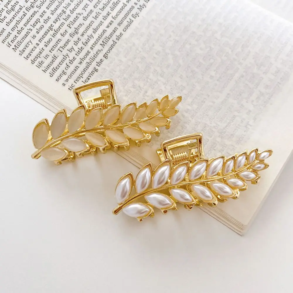 

Accessories Strong Hold Luxurious Barrette Retro Rhinestones Hair Clamps Leaves hairpin Hair Claw Clip Pearl Hairpins