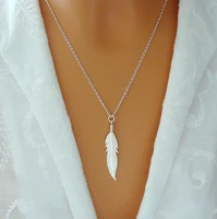 25mm long shinny silver jewelry100 925 silver girl women feather pendant necklace wholesale