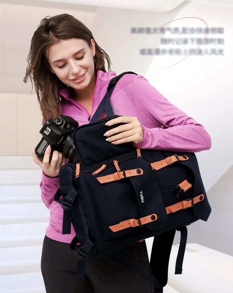 Leather retro micro single Camera bag shoulder large capacity digital SLR bag TUBU 6033 casual portable backpack