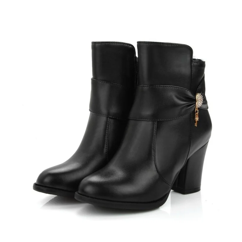 FXYCMMCQ Size 32-50 Women's Spring/fall Round Toe High Heel Fashion Ankle Boots M7-8