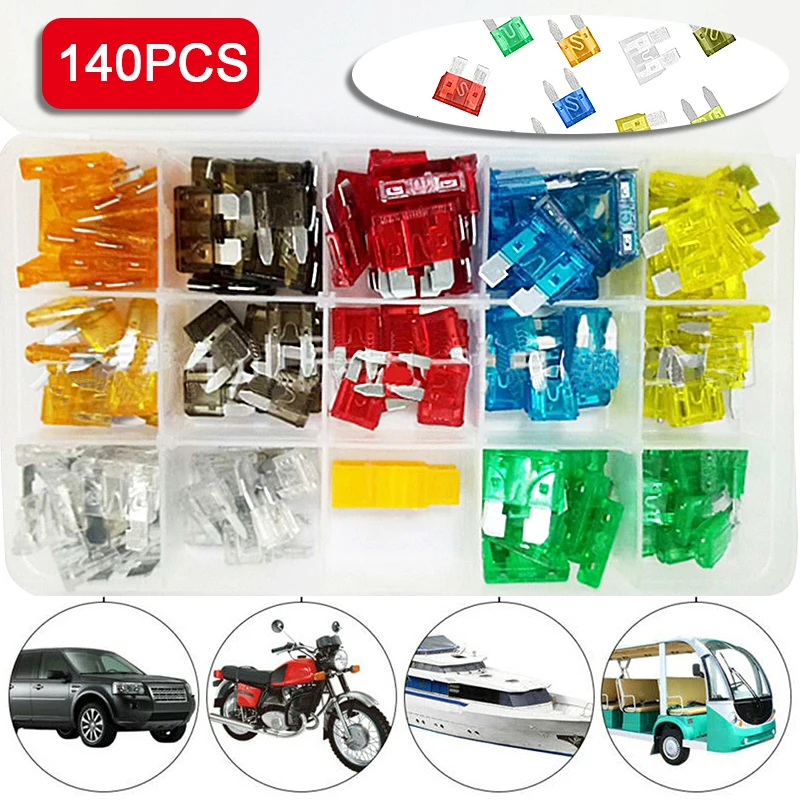 

140 шт./кор. автомобильный предохранитель средний маленький цинковый плавкий предохранитель 5-30A автомобильный плавкий предохранитель с плас...