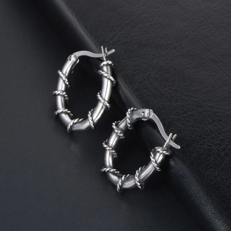 Hemiston модный Титан Сталь ротанга серьги рок заклепки гайка и с застежкой |