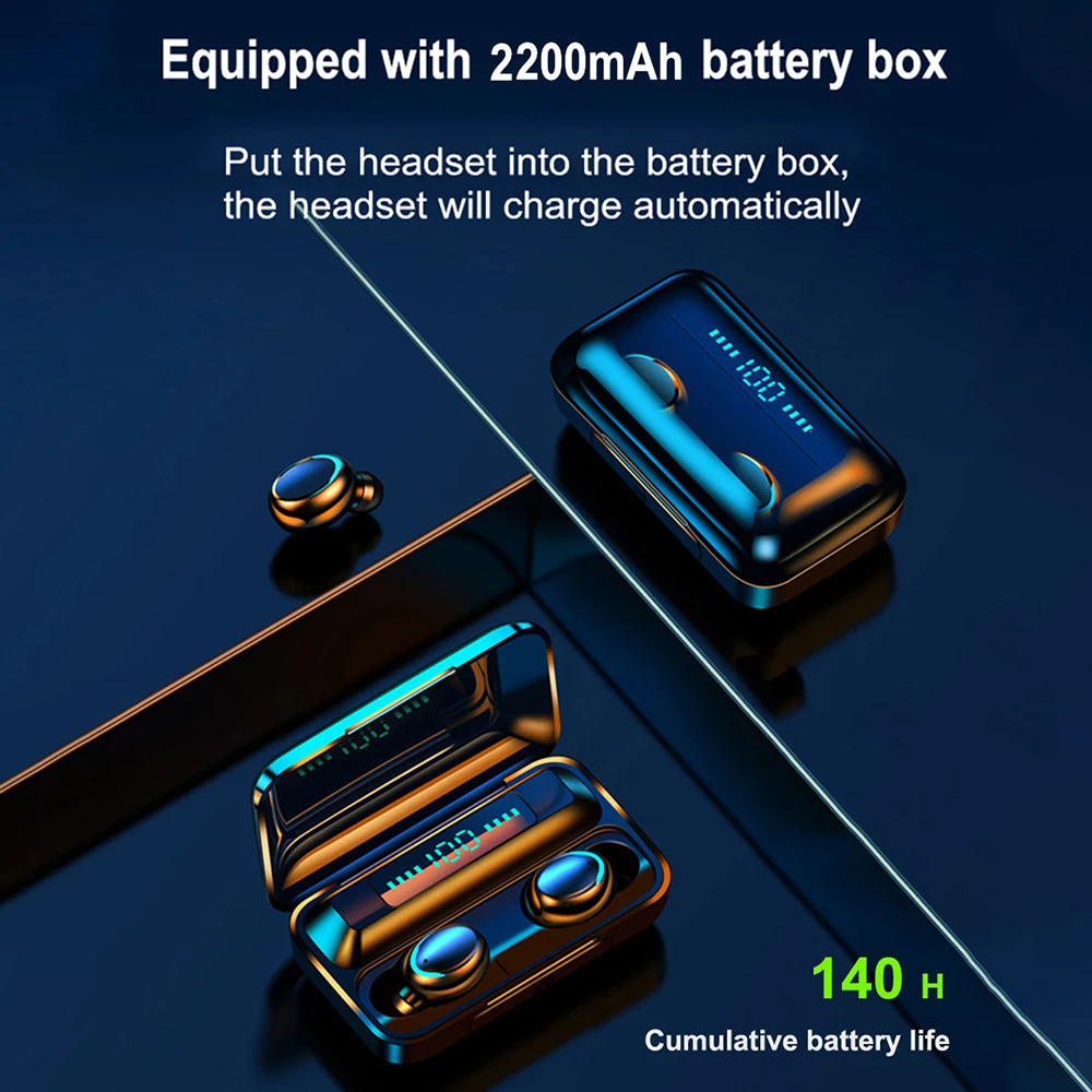 Наушники-вкладыши TWS Bluetooth наушники V5.0 9D стерео Беспроводной спортивные
