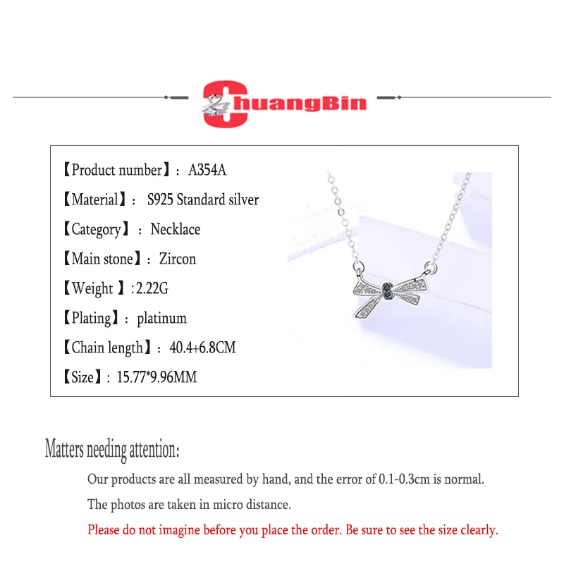 

Genuine S925 Sterling Silver Jewelry Female Korean Version Wild Micro-inlaid Necklace Short Bow Clavicle Chain