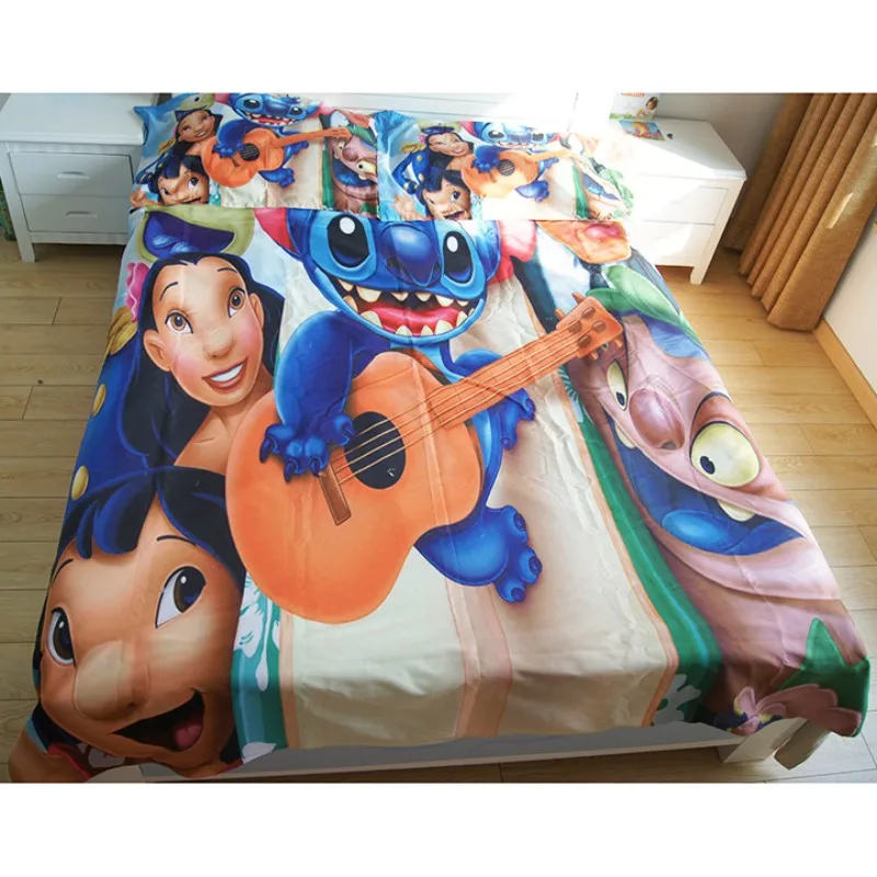 Комплект постельного белья Cartoo Lilo and Stitch 3 шт. Одноместный двойной полный королева
