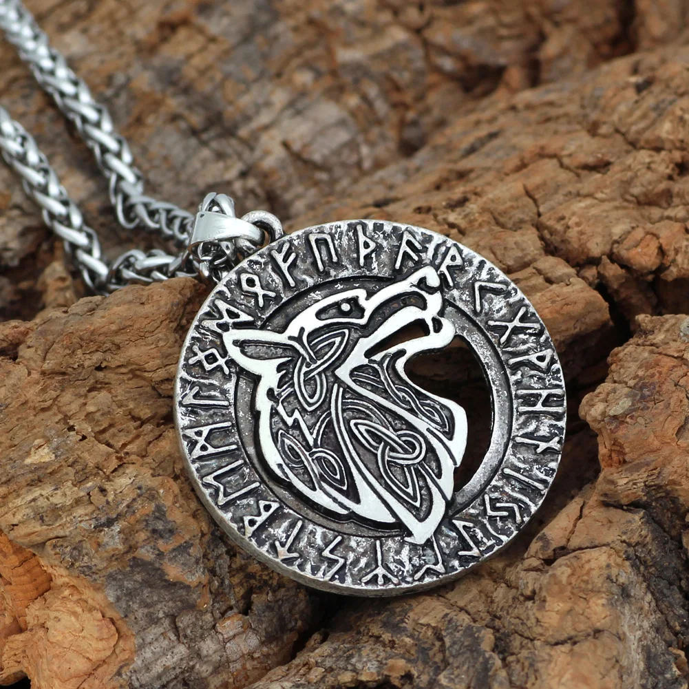 Odin wolf Freki amulet rune Valknut колье с кулоном в стиле викингов подарочной сумкой