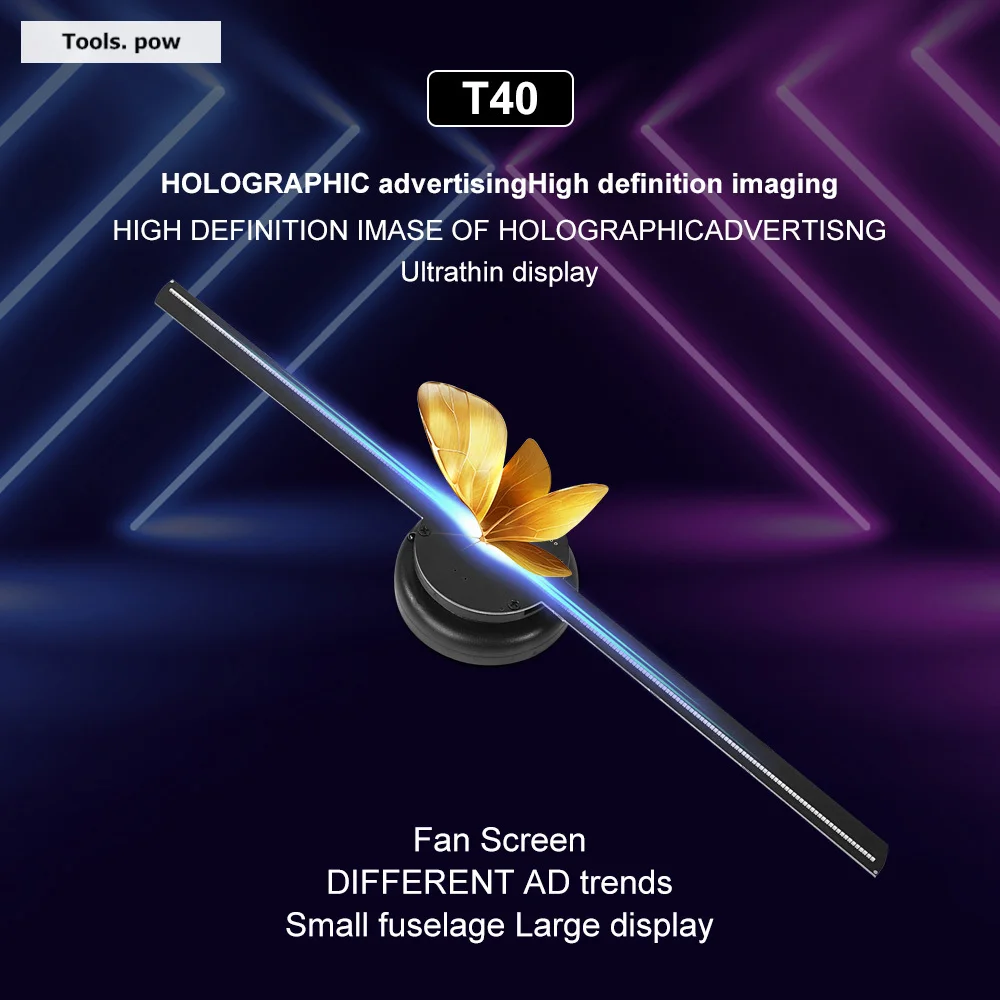 

T40 3D Fan 224LED Hologram Projector Fan Hologram Advertising Machine Holographic Imaging Lamp 3D Display Advertising Logo Light