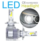 1 пара H4  HB2  9003 C6 10800LM 6000K 120W COB светодиодный автомобилей головной светильник светодиодный комплект Hi короче спереди и длиннее сзади) Turbo Светильник лампы Водонепроницаемый авто фары для автомобиля