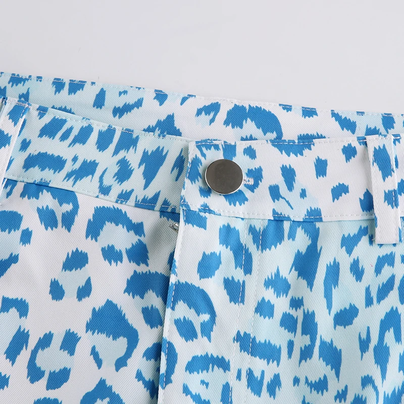 

Waatfaak Leopard Print Blue Harajuku Pants Carpis Low Waist Baggy Casual Trousers Women Korean Hippie Y2K Harem Pants Autumn