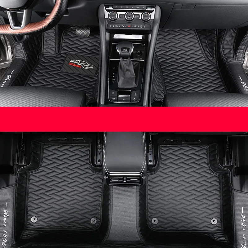 GT black 1 Lsrtw2017 волоконный кожаный коврик для салона автомобиля коврик для ног для Skoda Kodiaq GT аксессуары для интерьера - Название цвета: GT black 1